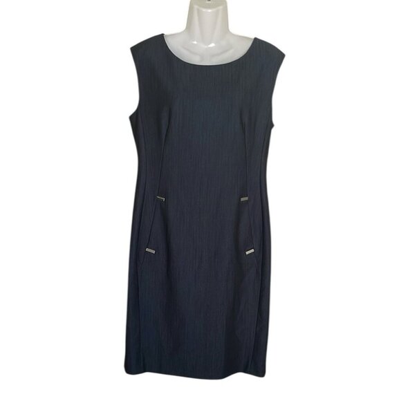 EUC Calvin Klein blue chambray sheath dress sz 10 - Picture 1 of 7